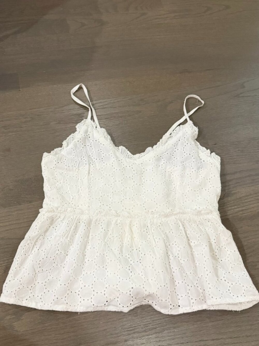 Sim & Sam White Eyelet Peplum Cami Tank Top NWT Size Small
